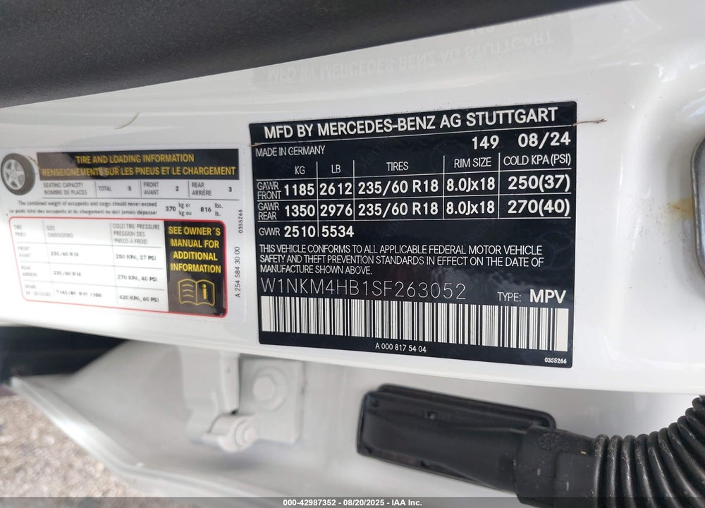 2025 MERCEDES-BENZ GLC CLASS VIN: W1NKM4HB1SF263052