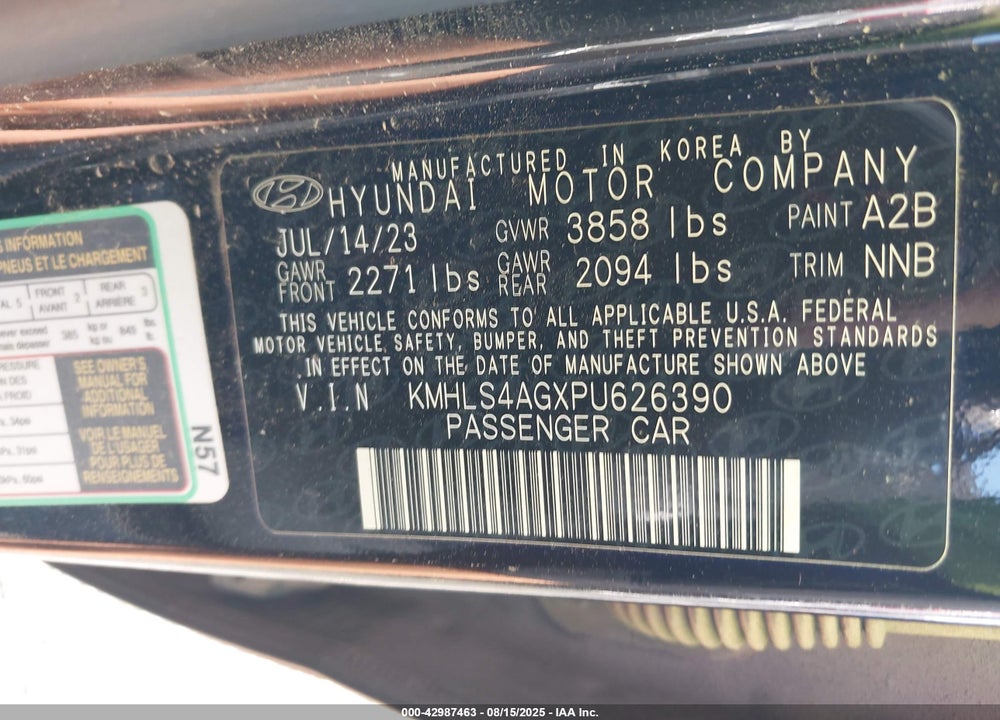 2023 HYUNDAI ELANTRA VIN: KMHLS4AGXPU626390