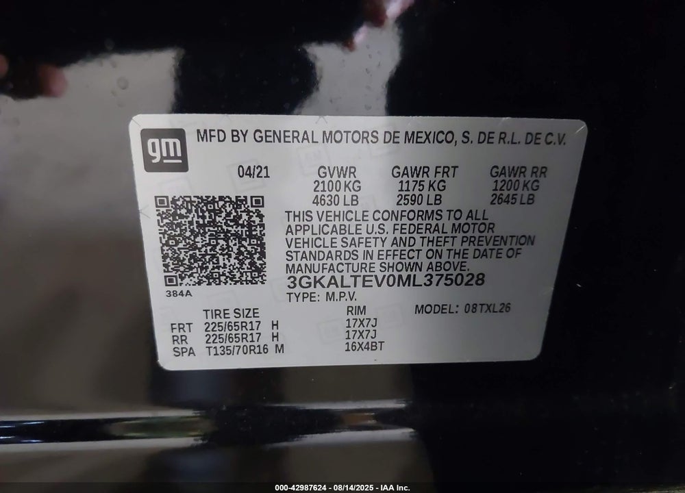 2021 GMC TERRAIN VIN: 3GKALTEV0ML375028