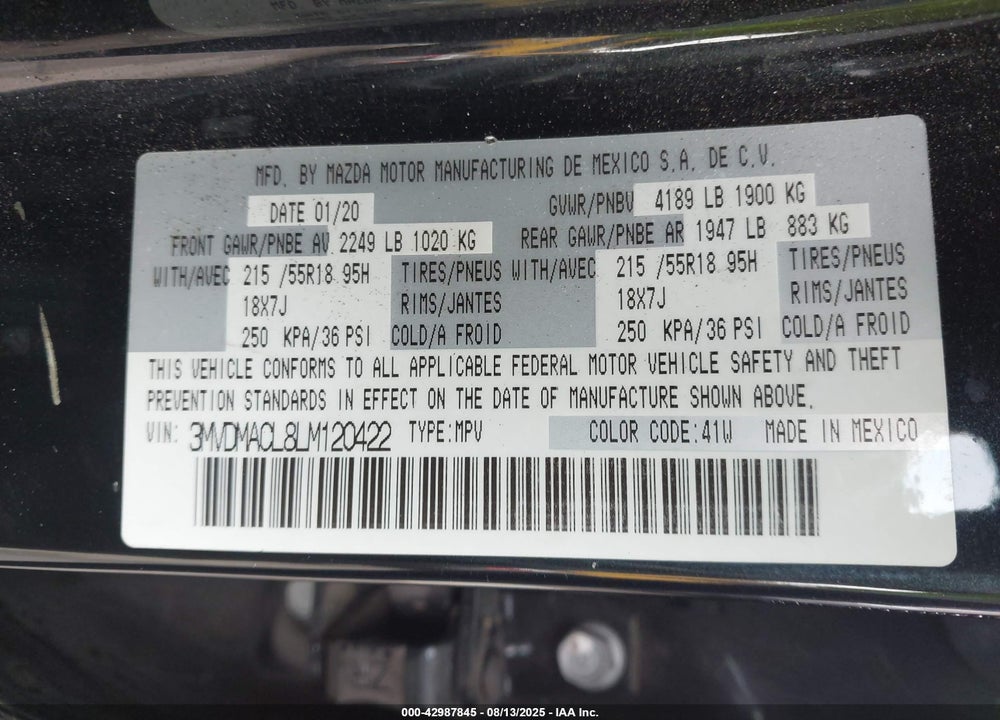 2020 MAZDA CX-30 VIN: 3MVDMACL8LM120422
