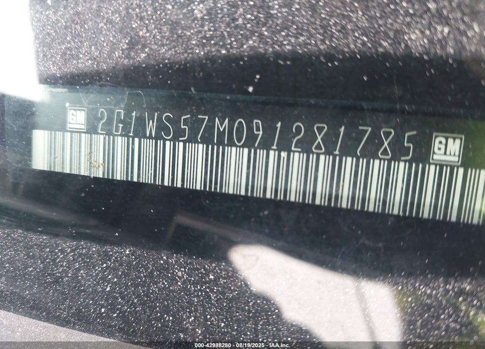 2009 CHEVROLET IMPALA VIN: 2G1WS57M091281785