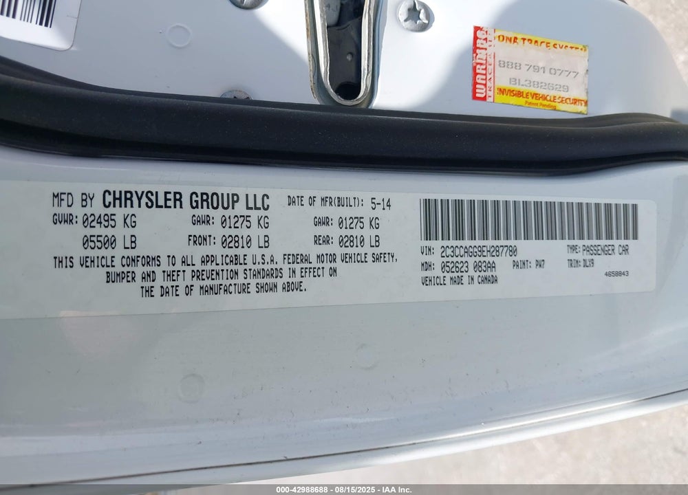 2014 CHRYSLER 300 VIN: 2C3CCAGG9EH287780