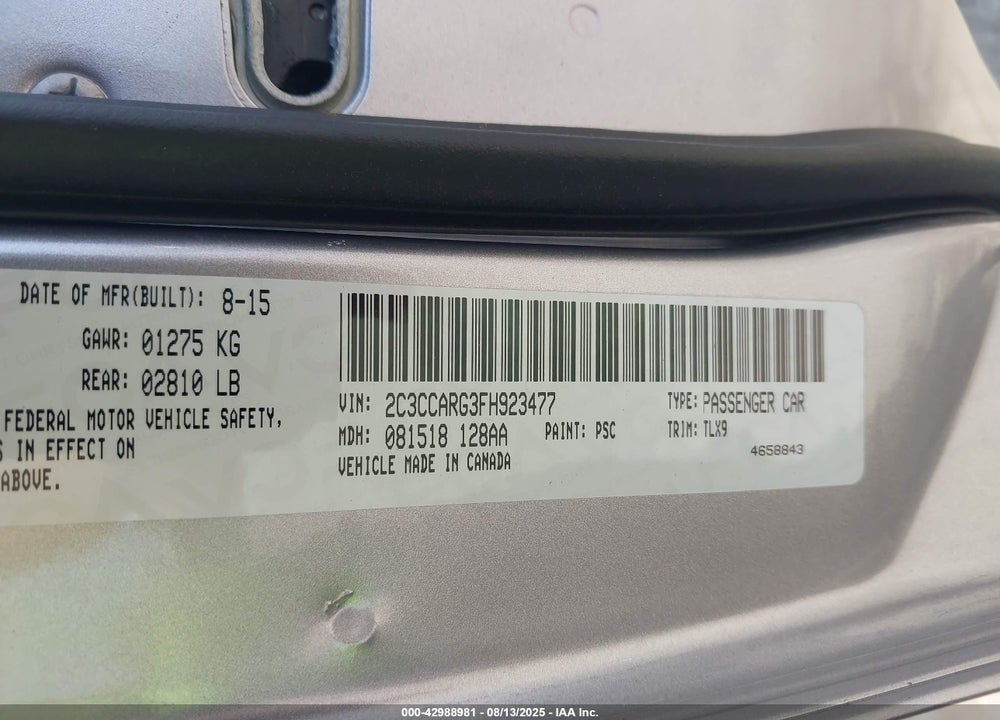 2015 CHRYSLER 300 VIN: 2C3CCARG3FH923477