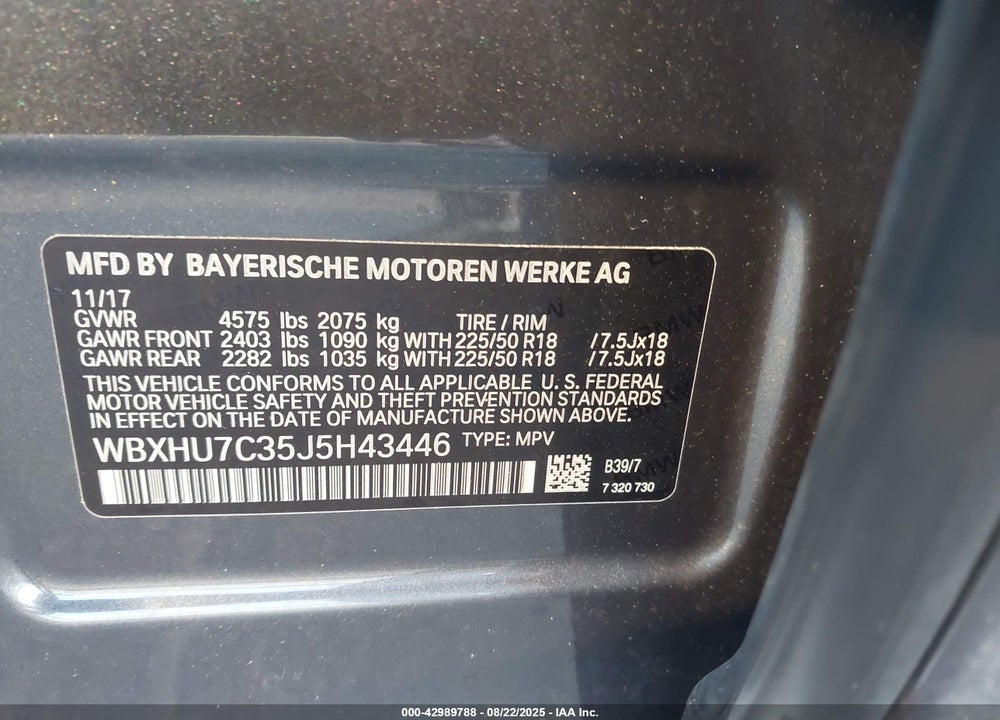2018 BMW X1 VIN: WBXHU7C35J5H43446