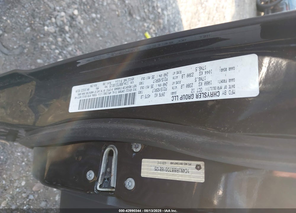 2013 JEEP PATRIOT VIN: 1C4NJRBB7DD168125