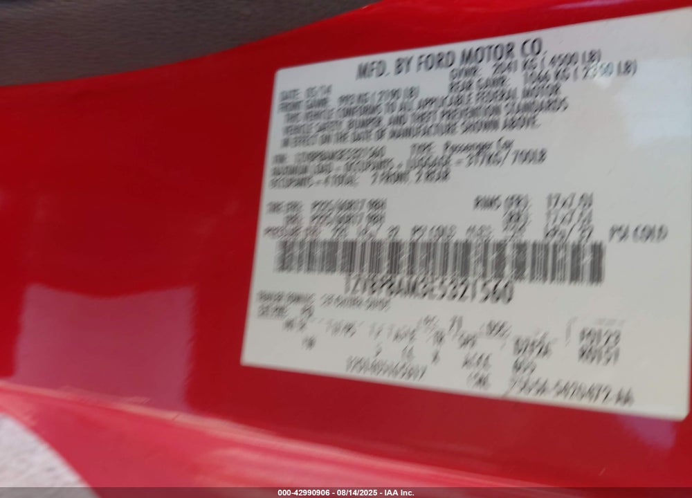 2014 FORD MUSTANG VIN: 1ZVBP8AM3E5321560