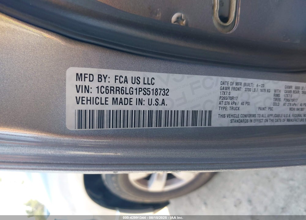 2023 RAM 1500 VIN: 1C6RR6LG1PS518732