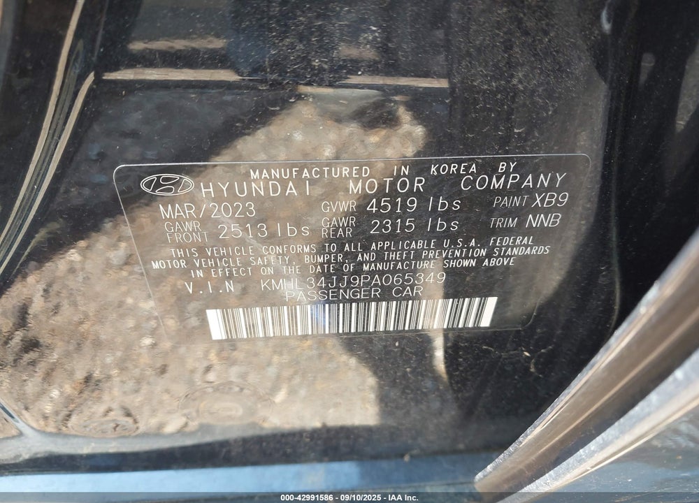 2023 HYUNDAI SONATA HYBRID SEL VIN: KMHL34JJ9PA065349
