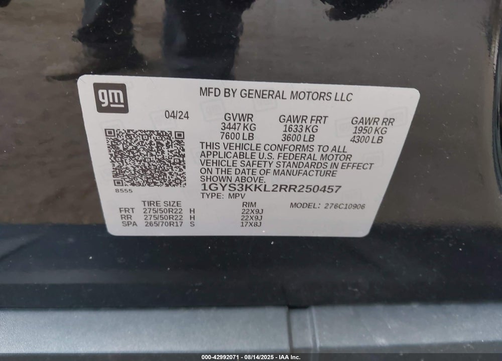 2024 CADILLAC ESCALADE ESV VIN: 1GYS3KKL2RR250457