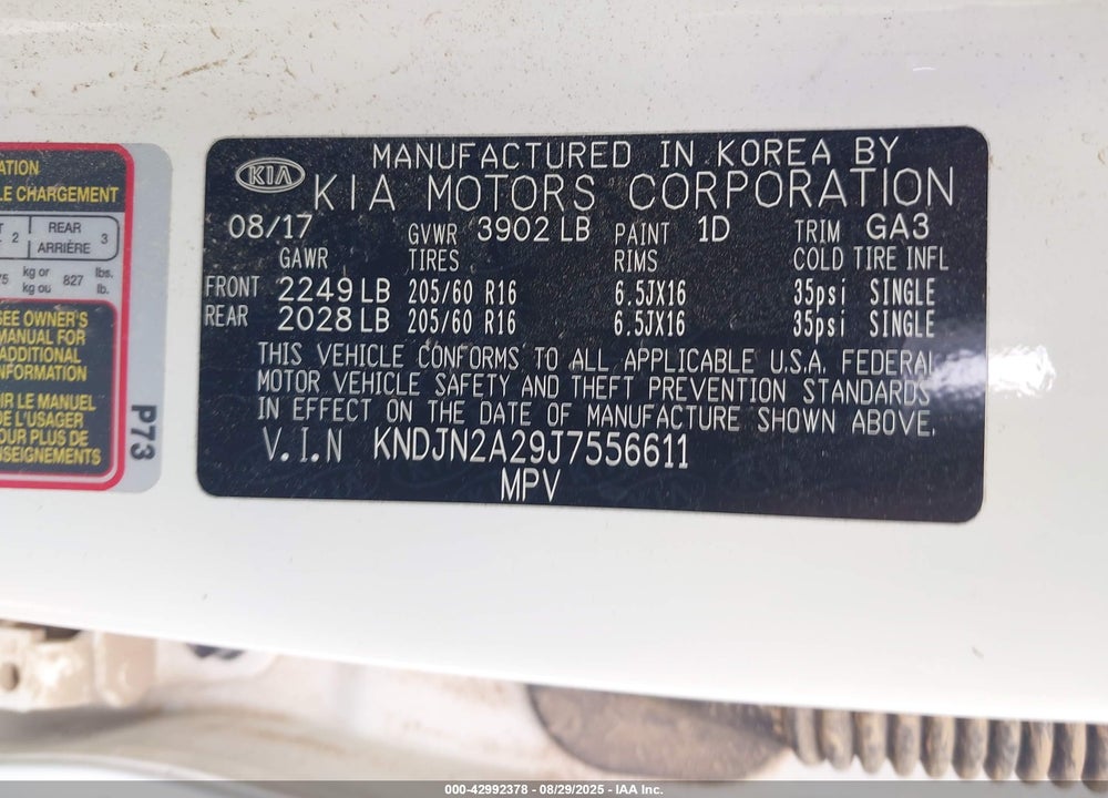 2018 KIA SOUL VIN: KNDJN2A29J7556611