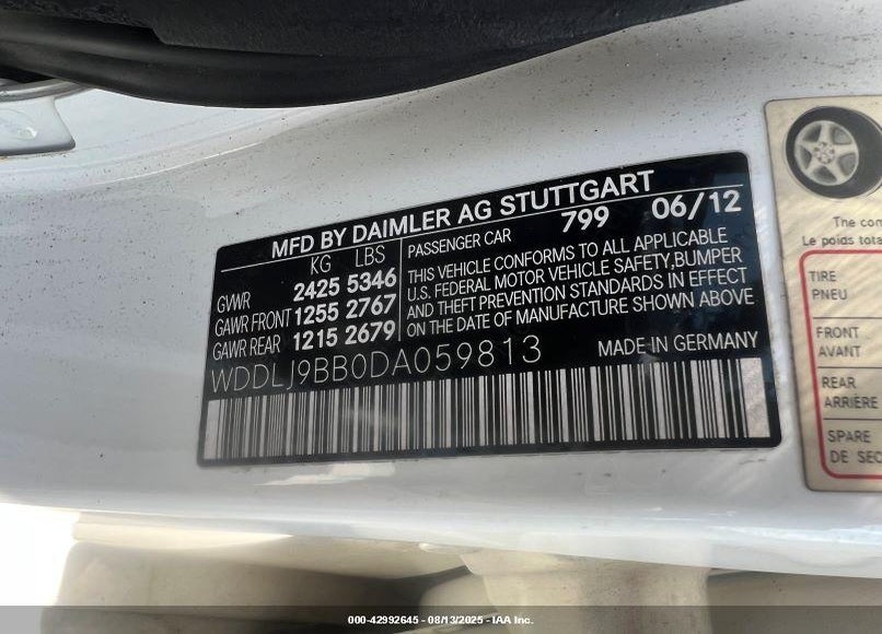 2013 MERCEDES-BENZ CLS 550 VIN: WDDLJ9BB0DA059813