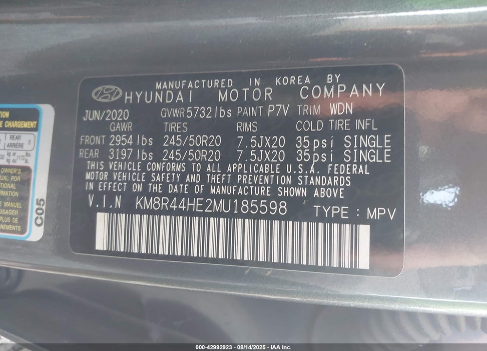2021 HYUNDAI PALISADE SEL VIN: KM8R44HE2MU185598