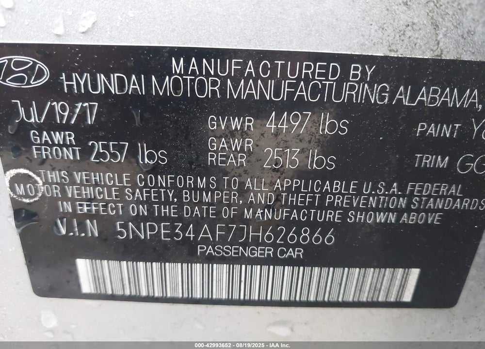 2018 HYUNDAI SONATA LIMITED VIN: 5NPE34AF7JH626866