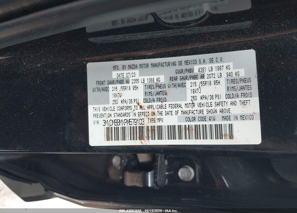 2023 MAZDA CX-30 VIN: 3MVDMBBMXPM579103
