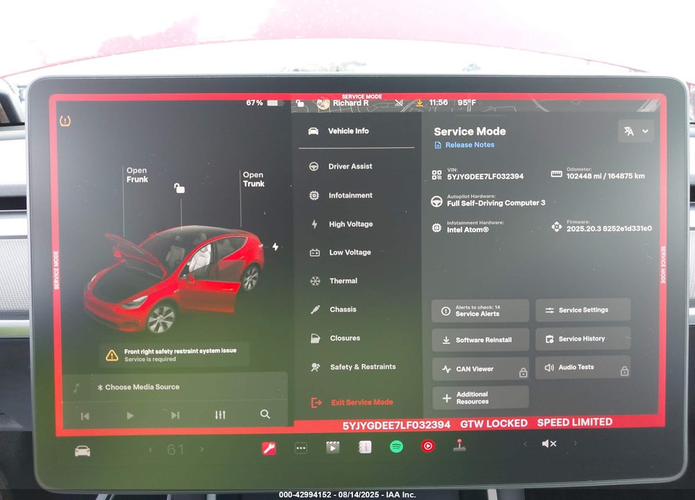 2020 TESLA MODEL Y VIN: 5YJYGDEE7LF032394
