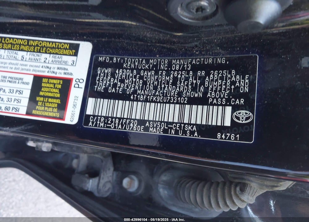 2014 TOYOTA CAMRY VIN: 4T1BF1FK9EU733102