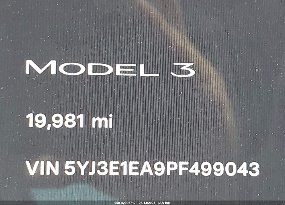 2023 TESLA MODEL 3 REAR-WHEEL DRIVE VIN: 5YJ3E1EA9PF499043