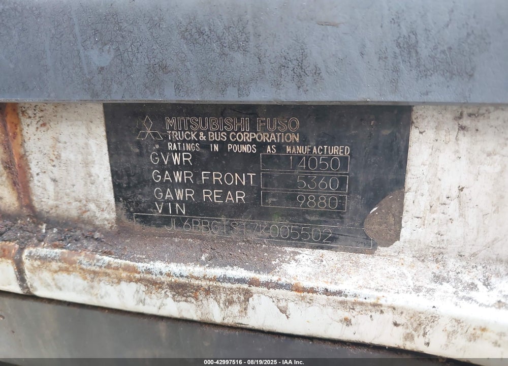 2007 MITSUBISHI FUSO TRUCK FE 84D VIN: JL6BBG1S17K005502