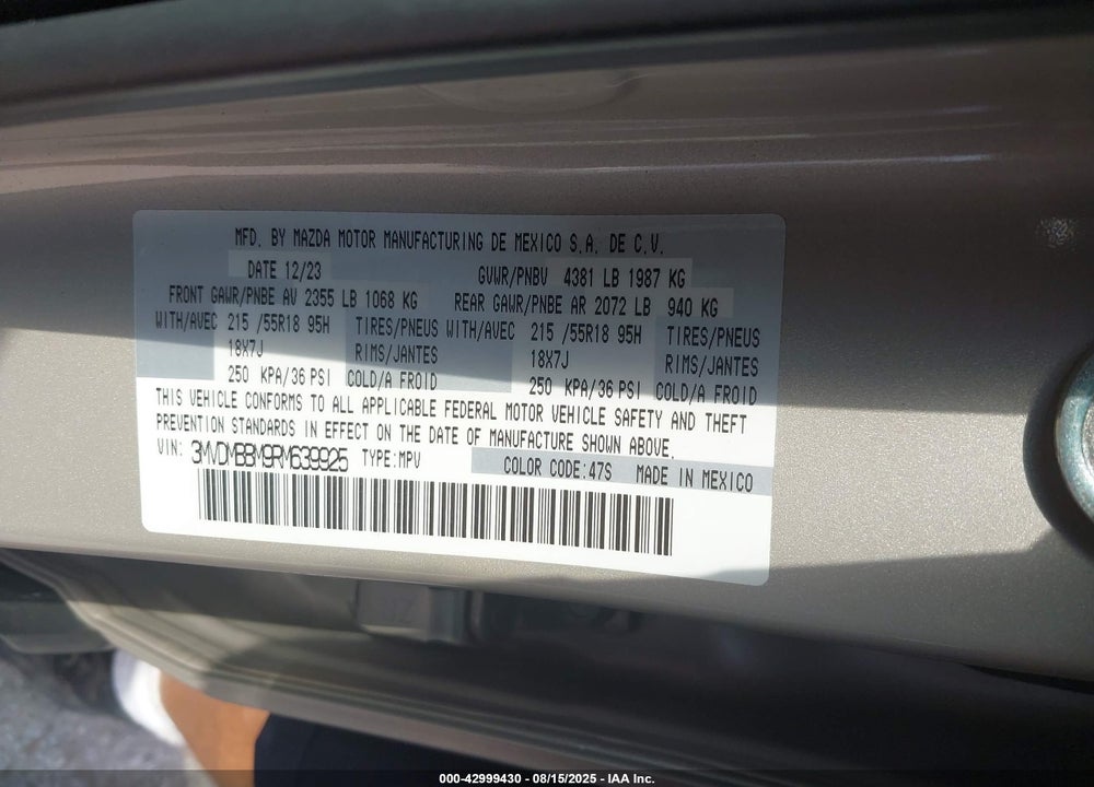 2024 MAZDA CX-30 VIN: 3MVDMBBM9RM639925