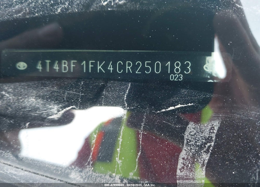 2012 TOYOTA CAMRY VIN: 4T4BF1FK4CR250183