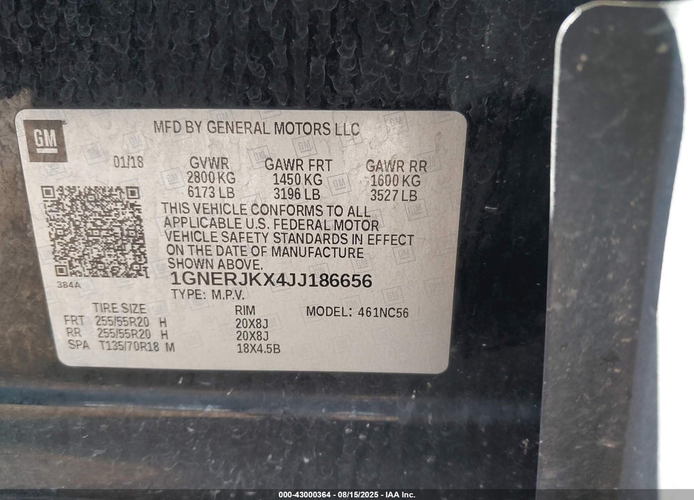 2018 CHEVROLET TRAVERSE RS VIN: 1GNERJKX4JJ186656