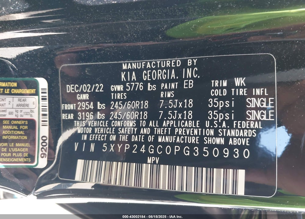 2023 KIA TELLURIDE LX VIN: 5XYP24GC0PG350930
