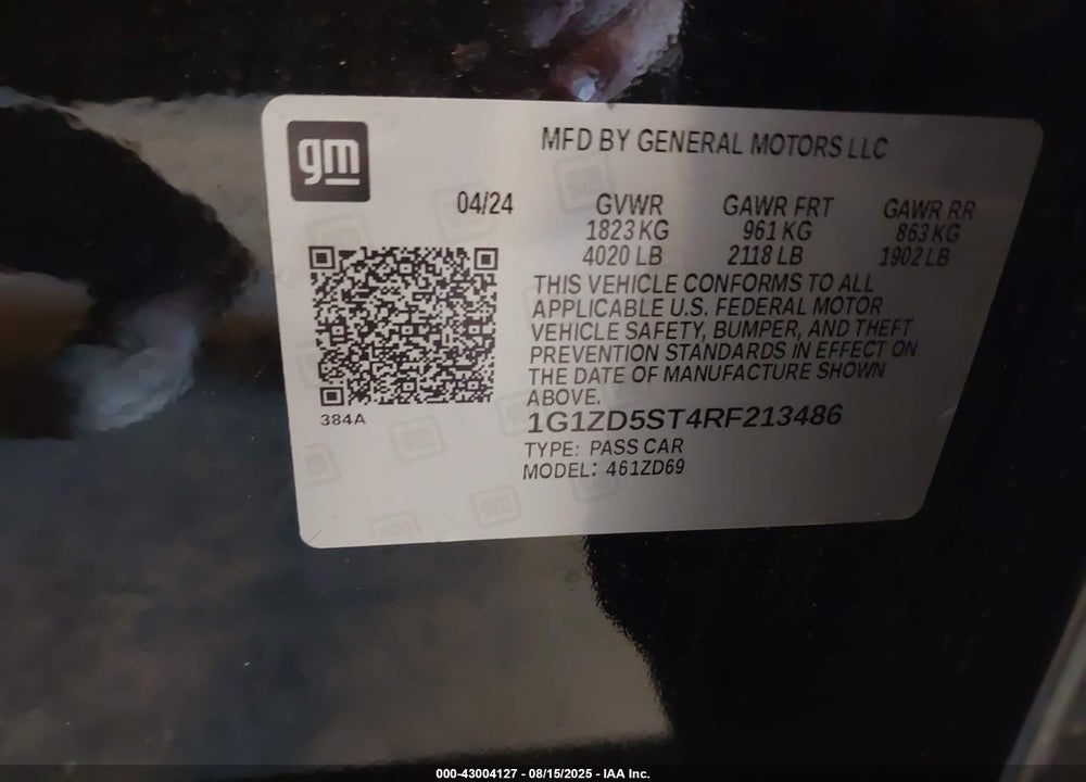 2024 CHEVROLET MALIBU VIN: 1G1ZD5ST4RF213486