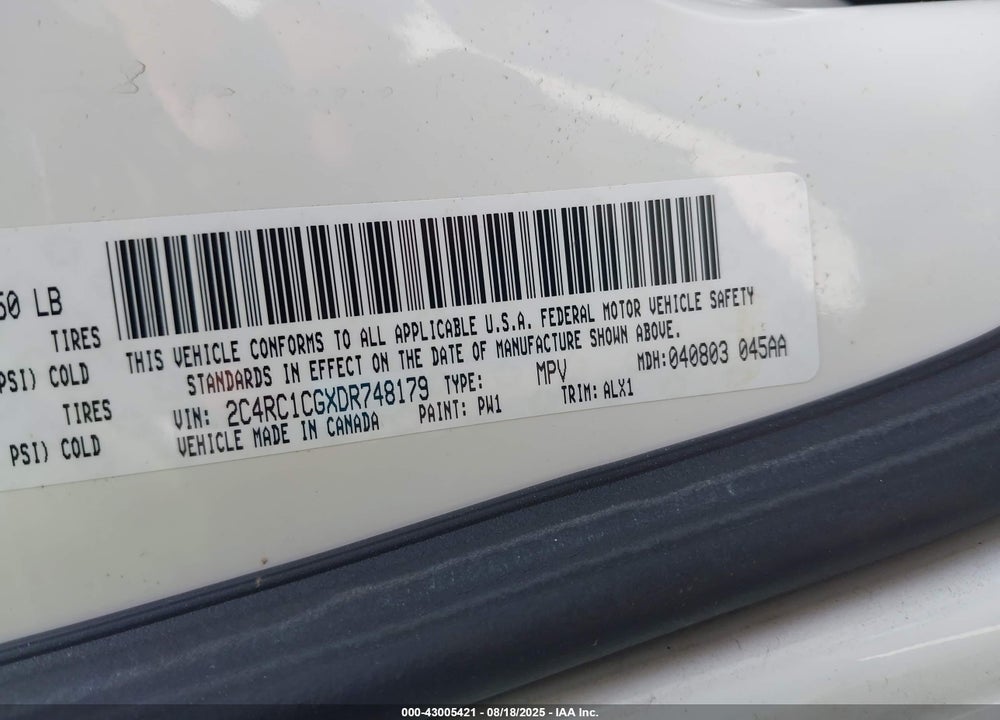 2013 CHRYSLER TOWN & COUNTRY TOURING-L VIN: 2C4RC1CGXDR748179