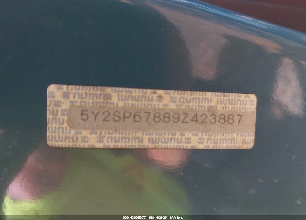 2009 PONTIAC VIBE VIN: 5Y2SP67889Z423887