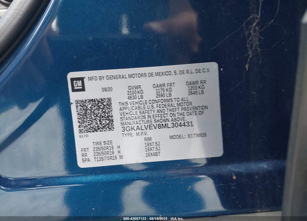 2021 GMC TERRAIN VIN: 3GKALVEV8ML304431