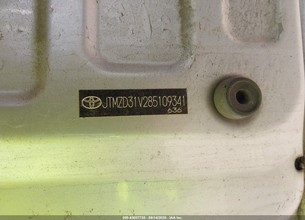 2008 TOYOTA RAV4 VIN: JTMZD31V285109341