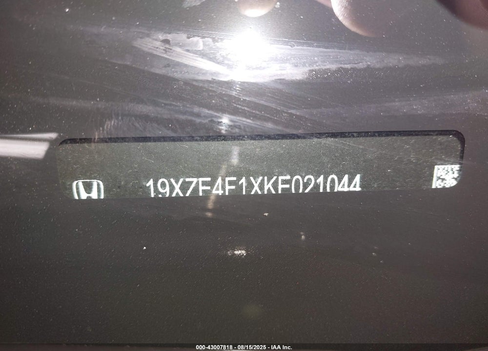 2019 HONDA INSIGHT VIN: 19XZE4F1XKE021044
