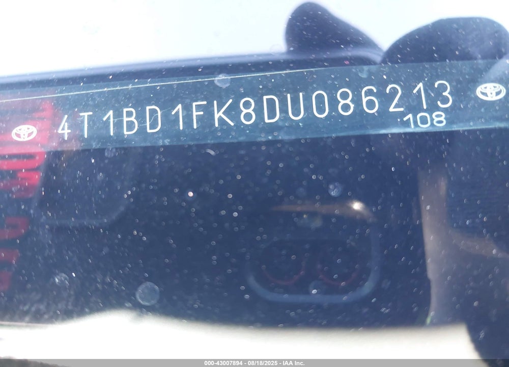 2013 TOYOTA CAMRY HYBRID VIN: 4T1BD1FK8DU086213