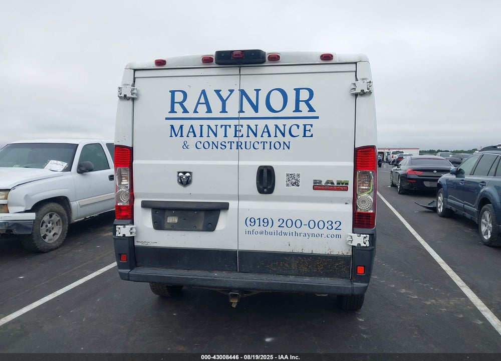 2019 RAM PROMASTER 1500 LOW ROOF 136 WB VIN: 3C6TRVAGXKE505508