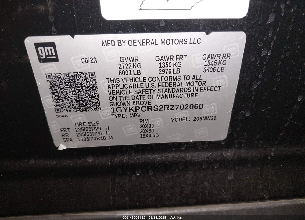 2024 CADILLAC XT6 VIN: 1GYKPCRS2RZ702060