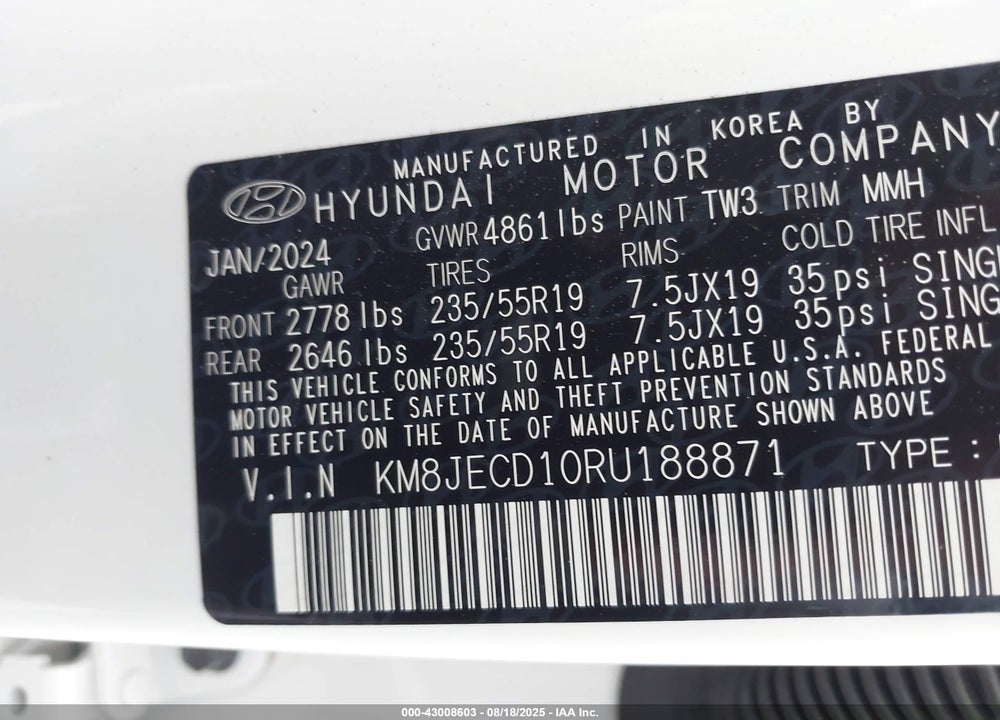 2024 HYUNDAI TUCSON HYBRID VIN: KM8JECD10RU188871