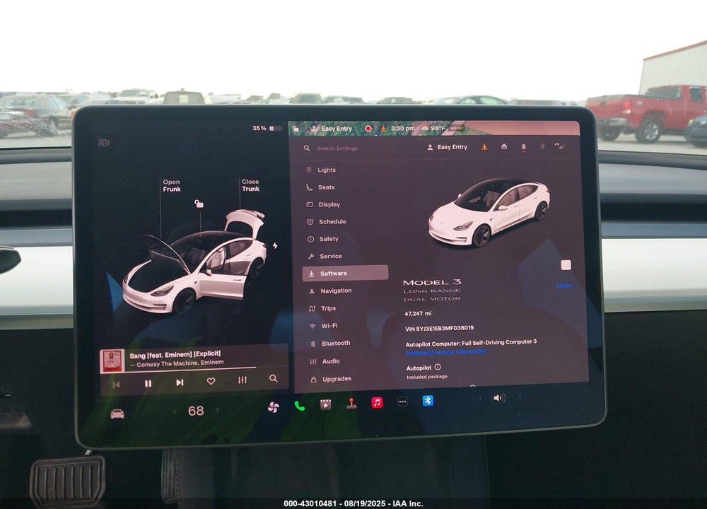 2021 TESLA MODEL 3 VIN: 5YJ3E1EB3MF038019