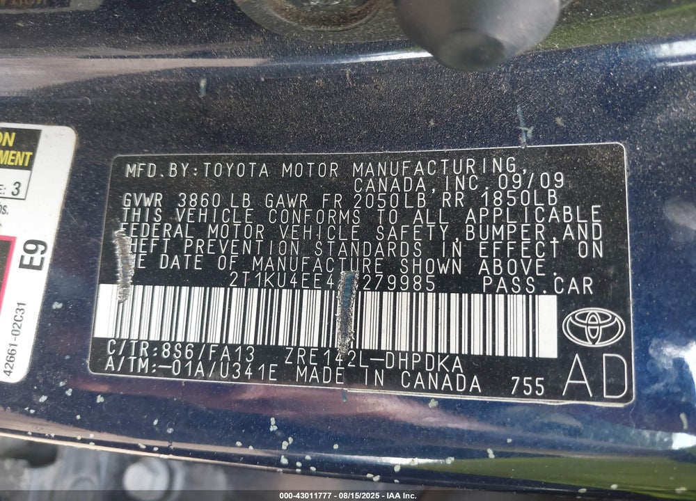 2010 TOYOTA MATRIX VIN: 2T1KU4EE4AC279985