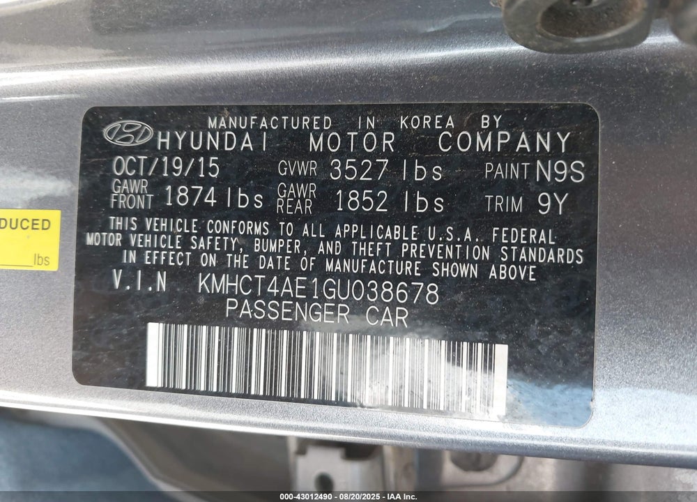 2016 HYUNDAI ACCENT SE VIN: KMHCT4AE1GU038678