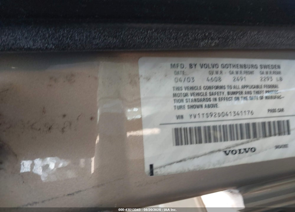 2004 VOLVO S80 2.9 VIN: YV1TS92D041341176