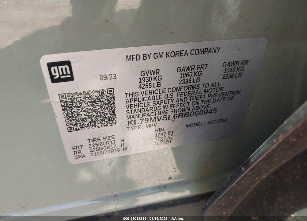 2024 CHEVROLET TRAILBLAZER FWD ACTIV VIN: KL79MVSL6RB060945