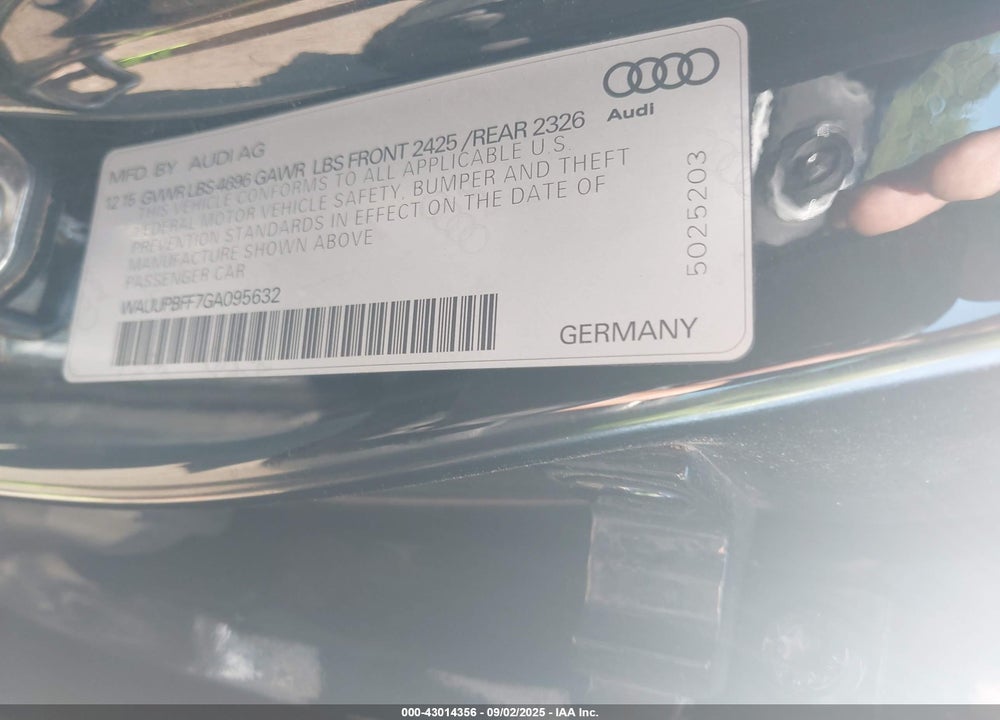 2016 AUDI A3 E-TRON VIN: WAUUPBFF7GA095632