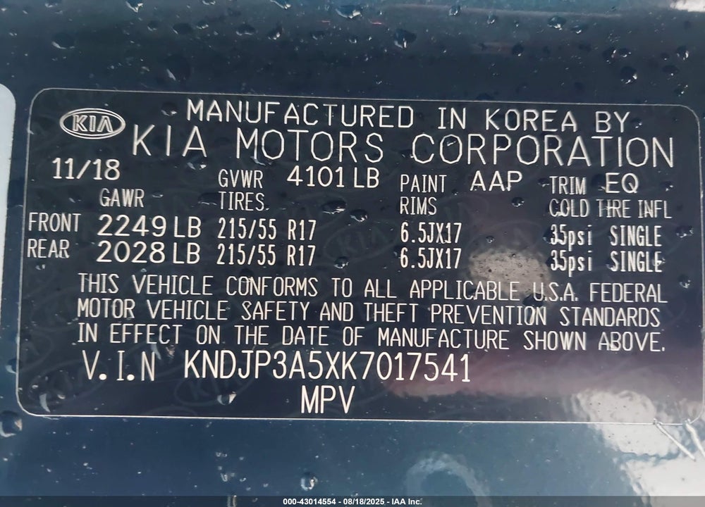 2019 KIA SOUL VIN: KNDJP3A5XK7017541