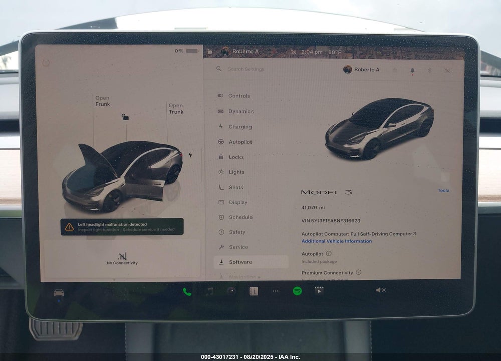 2022 TESLA MODEL 3 VIN: 5YJ3E1EA5NF316623