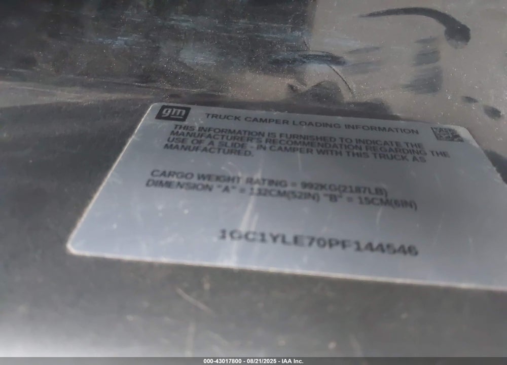 2023 CHEVROLET SILVERADO 2500 VIN: 1GC1YLE70PF144546