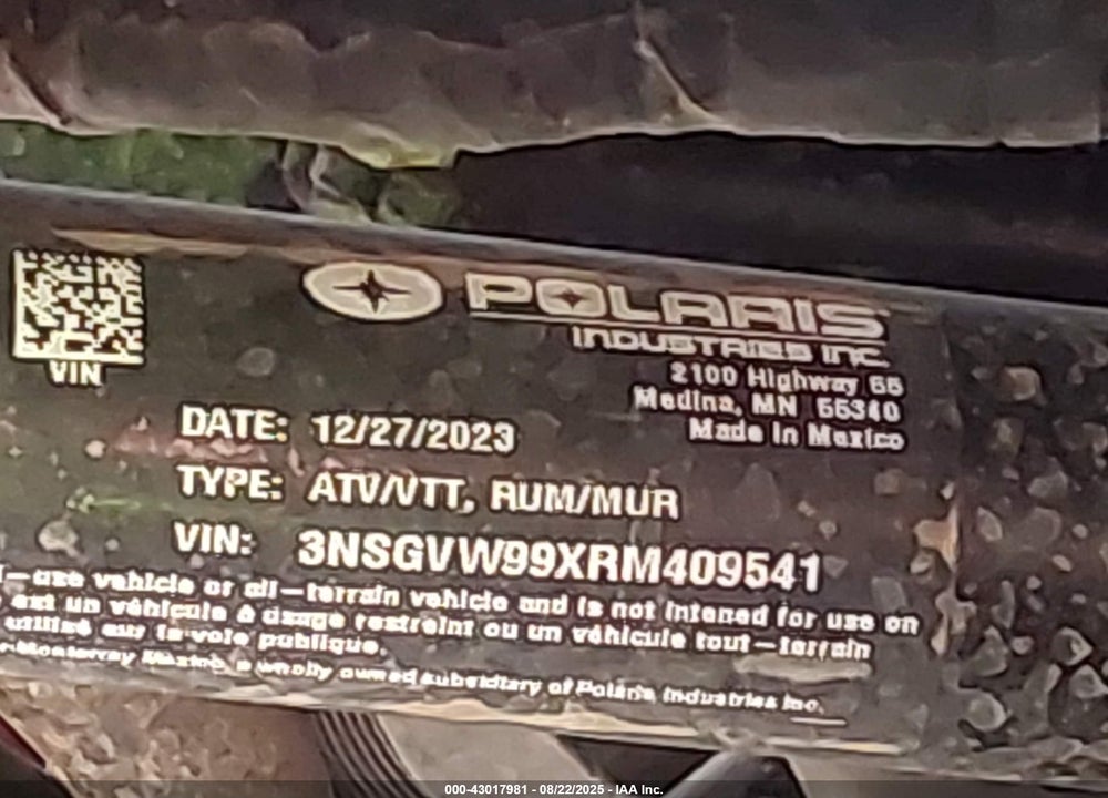 2024 POLARIS XPEDITION ADV 1000 NORTHSTAR VIN: 3NSGVW99XRM409541