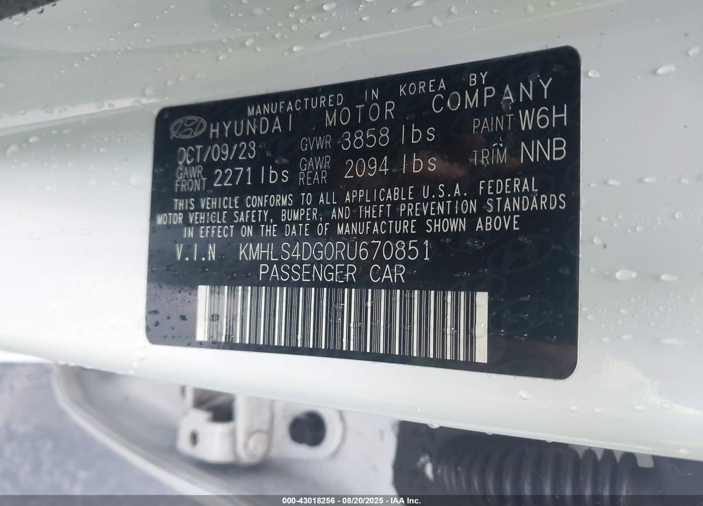2024 HYUNDAI ELANTRA VIN: KMHLS4DG0RU670851