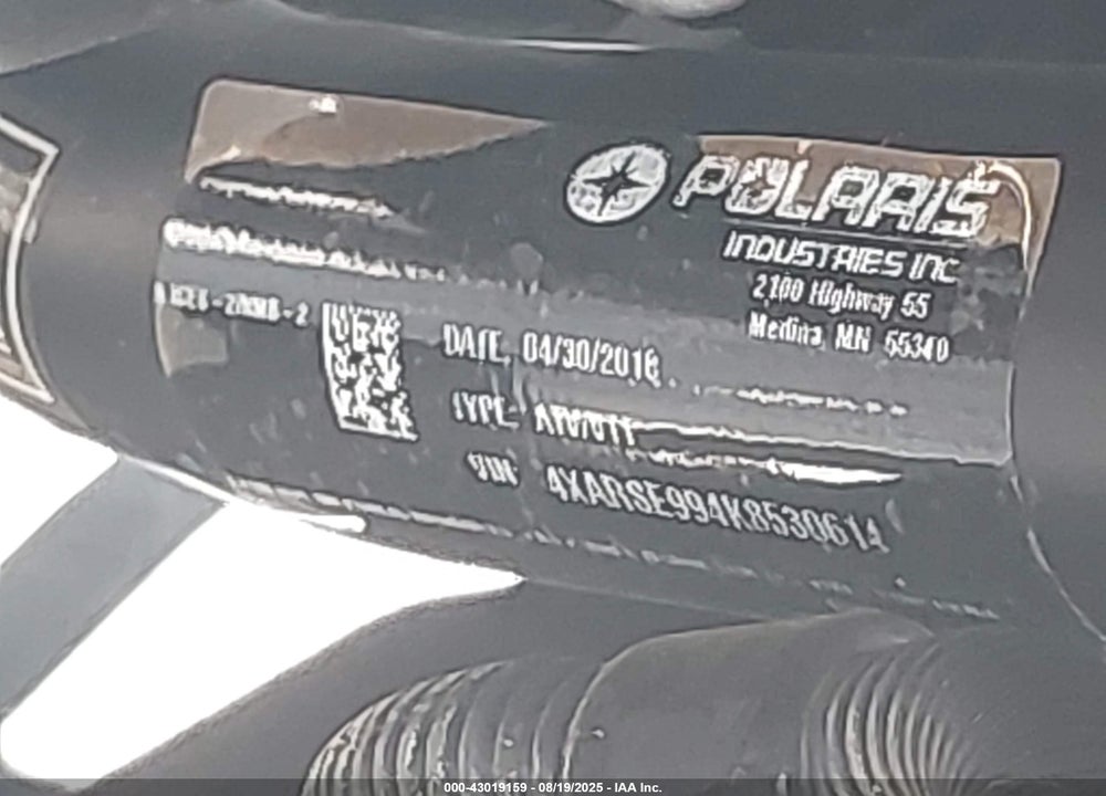 2019 POLARIS RANGER CREW XP 1000 EPS VIN: 4XARSE994K8530614