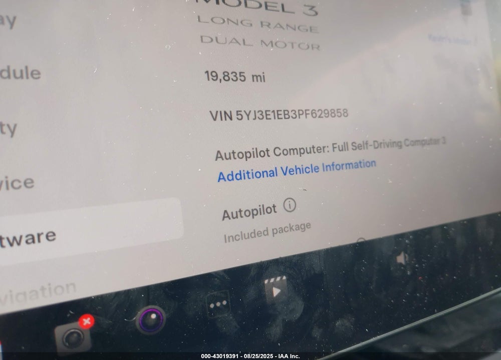 2023 TESLA MODEL 3 VIN: 5YJ3E1EB3PF629858