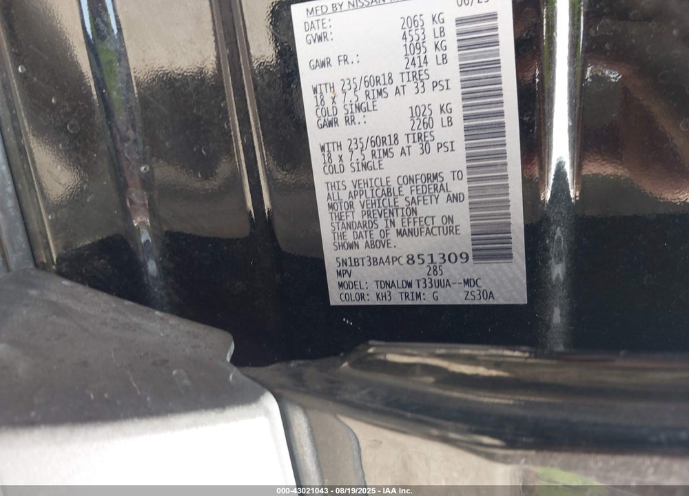 2023 NISSAN ROGUE VIN: 5N1BT3BA4PC851309